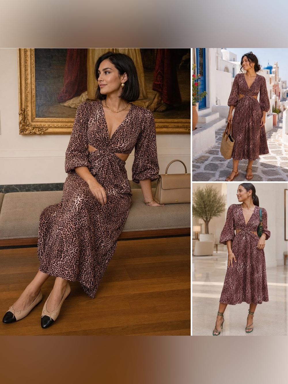 Anthropologie x Ranna Gill Dress Leopard Cutout Midi Sz XS Animal Print NWT $190